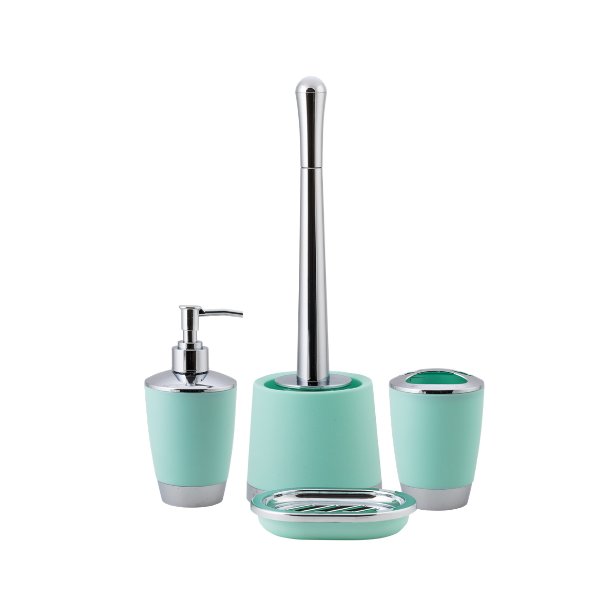 Туалетный набор "альма" ерш с подставкой, пласт. (мятный) (1/6) "swensa" swp-2100mnt-05