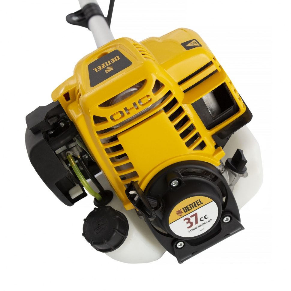 Триммер бензиновый DTL-37-4T, 4-тактный, 37 см3, неразъемная штанга, состоит из 2 частей Denzel (96267)