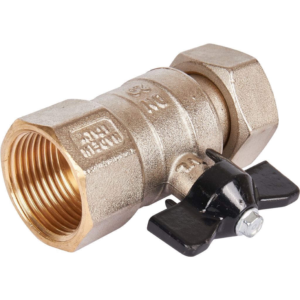 Кран шаровый STOUT ВВ 1" с накидной гайкой бабочка