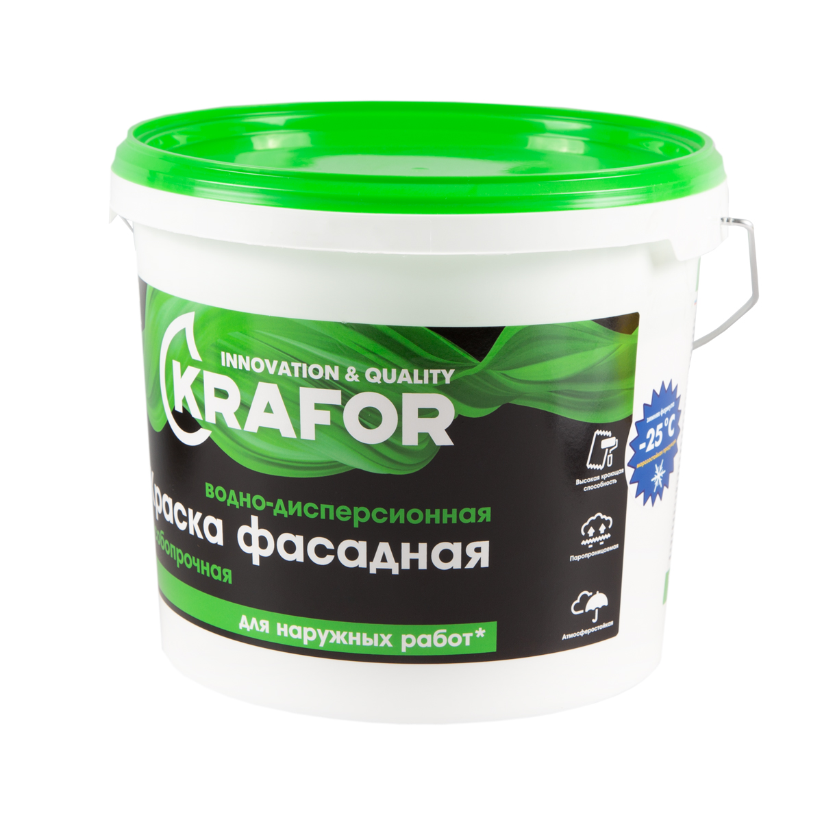 Краска в/д фасадная особопрочная  6,5 кг (1) "krafor" (зелен.)