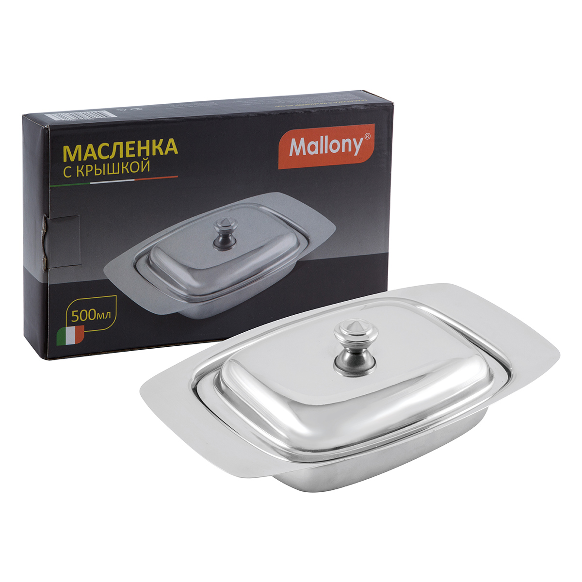 Масленка нержав. с крышкой  500 мл (1/6/36) "mallony" bd-500