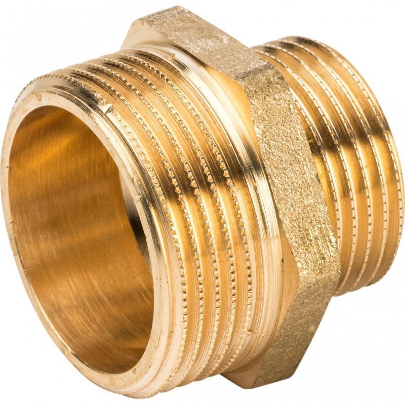 Ниппель переходной резьбовой НР 1"1/4 x 3/4" латунь STOUT