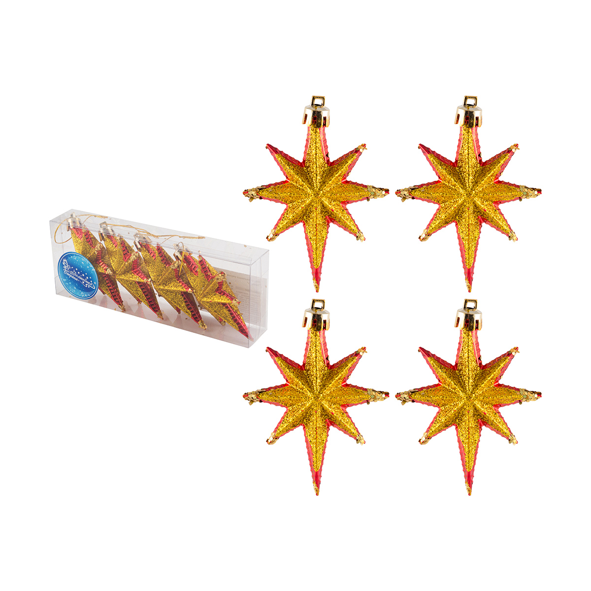 Набор елочных украшений "звезды" 4 шт. (1/144) "волшебная страна"