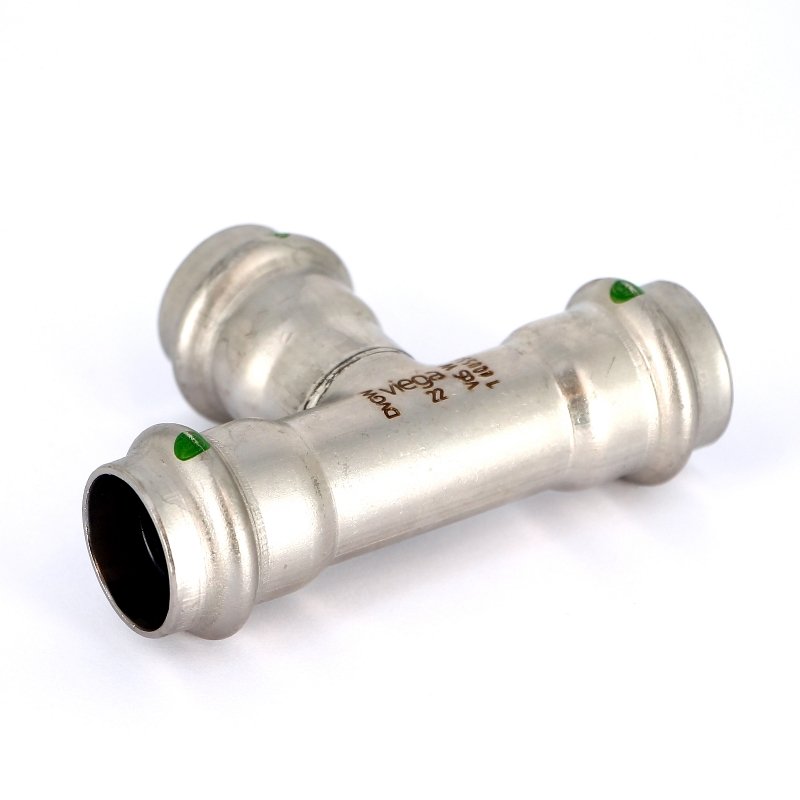 Тройник пресс 22 нержавеющая сталь Sanpress Inox VIEGA