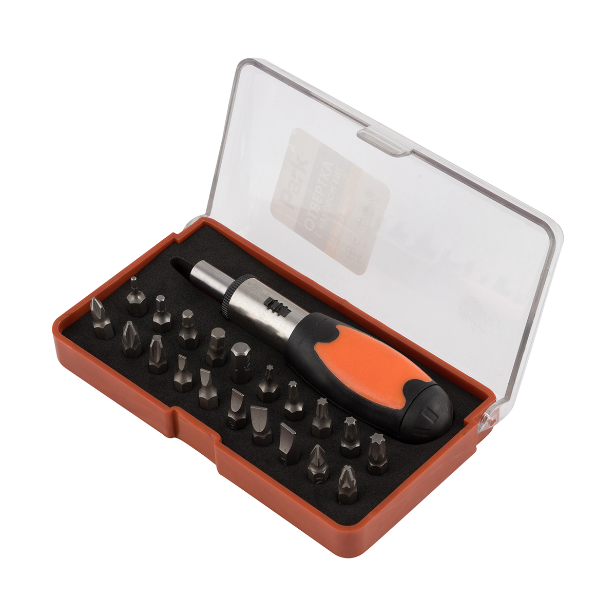 Отвертка-трещотка с набором бит, 22 предмета (1/6/48) "park"