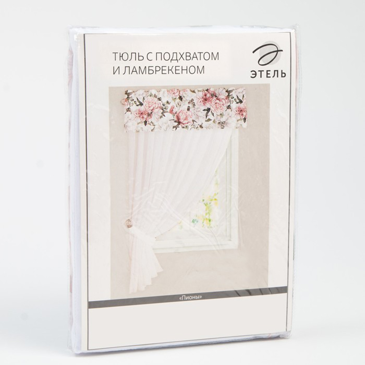 Тюль с подхватом и ламбрекеном "пионы" 250*200 см, вуаль (1) "этель" 5513580