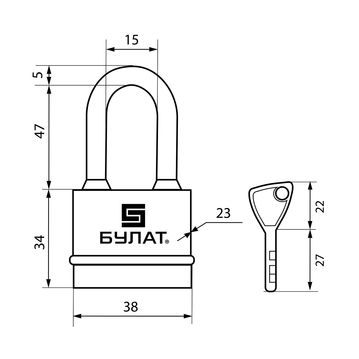 Замок навесной всепогодный вс 3-н35-01 пл 5 мм (5 ключей) (1/12/96) "булат"