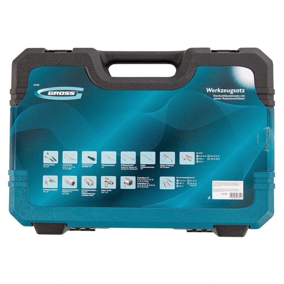 Набор инструментов 82 предметов , 120 зубьев, CrV, 1/4", 1/2" Gross (14149)