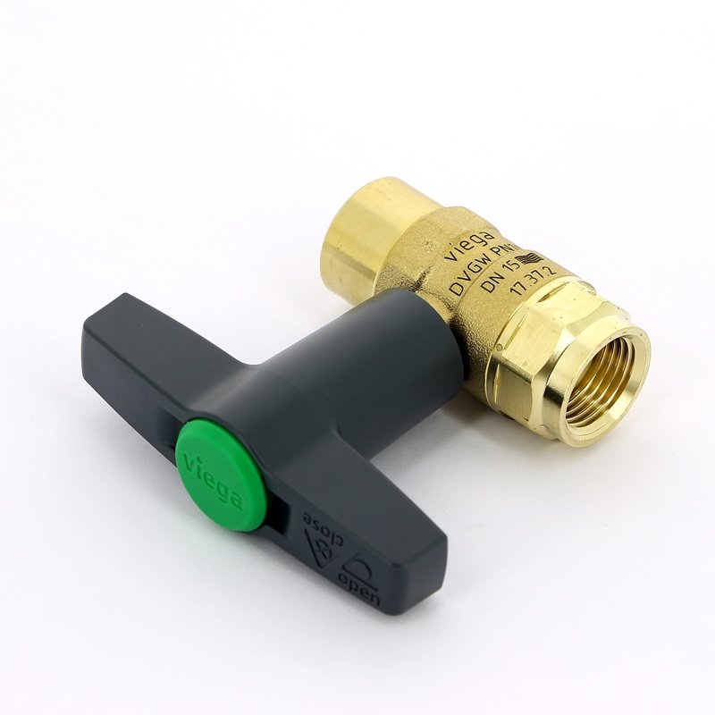 Кран шаровой EASYTOP VIEGA пресс ВВ 1/2" бронза SC-Contur, Т-ручка