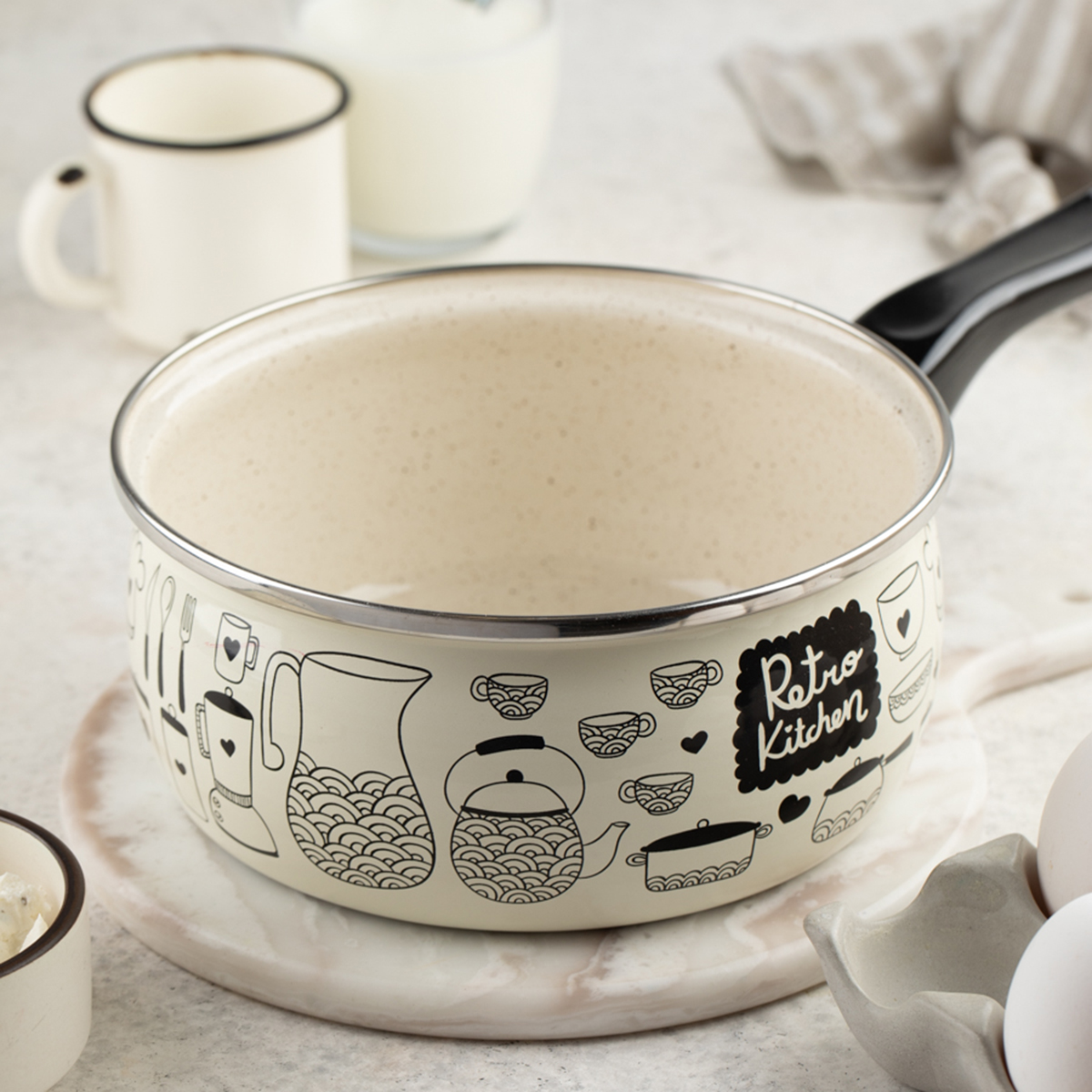 Ковш эмалиров. "ретро" 1,6 л, 16 см (1/4) "metrot"