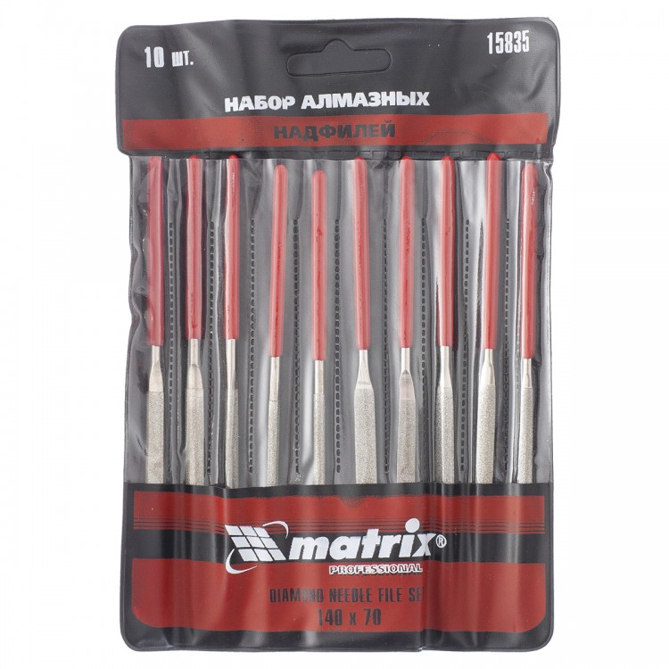 Набор надфилей алмазных 140 х 70 х 3 мм, 10 шт Matrix (15835)