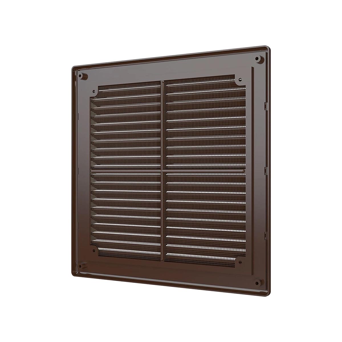 Решетка вентиляц. разъемная с сеткой 249 х 249 мм пласт. коричневая (1/40) "эра" 2525р кор