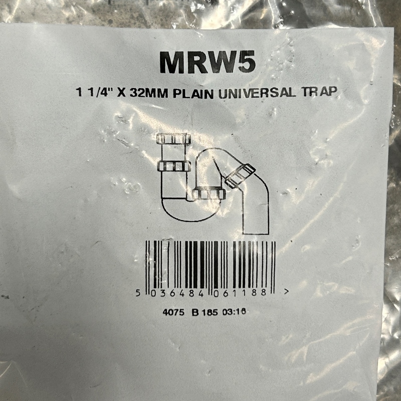 Сифон McALPINE трубный Р/S-образный 1 1/4" х 32 мм без выпуска c отв. трубой 32 мм, выход 40 мм