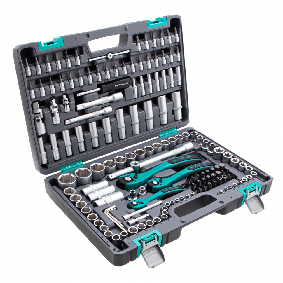 Набор инструмента, 1/4, 3/8, 1/2, Cr-V, S2, усиленный кейс, 151 предмет Stels (14114)