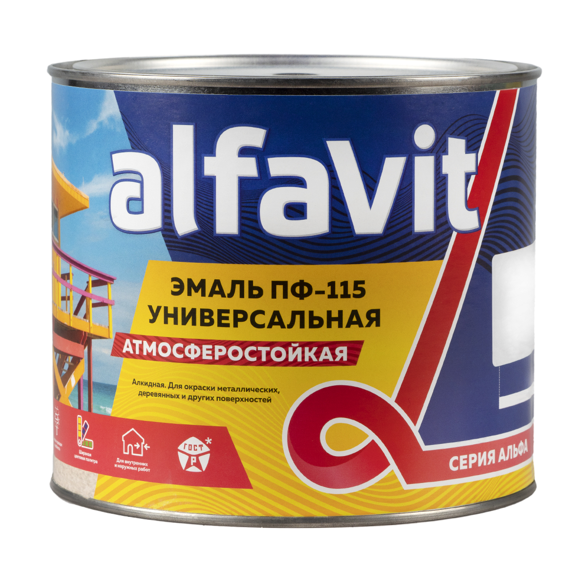 Эмаль "alfavit" пф-115  белая матовая 1,9 кг (1/6) серия альфа