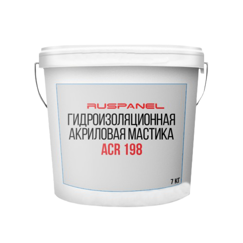 Цветная сверхпрочная акриловая полимерная кровельная мастика жидкая резина Руспанель - Ruspanel Рпг Акрил - Rpg 198 Ведро - 7 Кг Цвет - Ral 7004 Сетло серый Цена за 1 Ведро