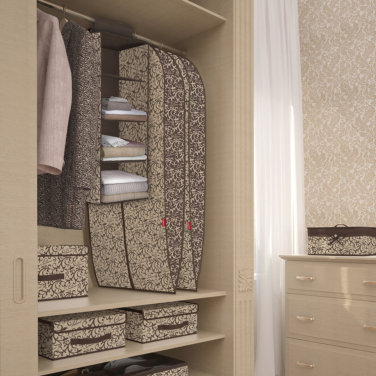 Кофр для хранения подвесной "classic" 30*30*84 см, 4 секции (1/12) "valiant" cl-hs4