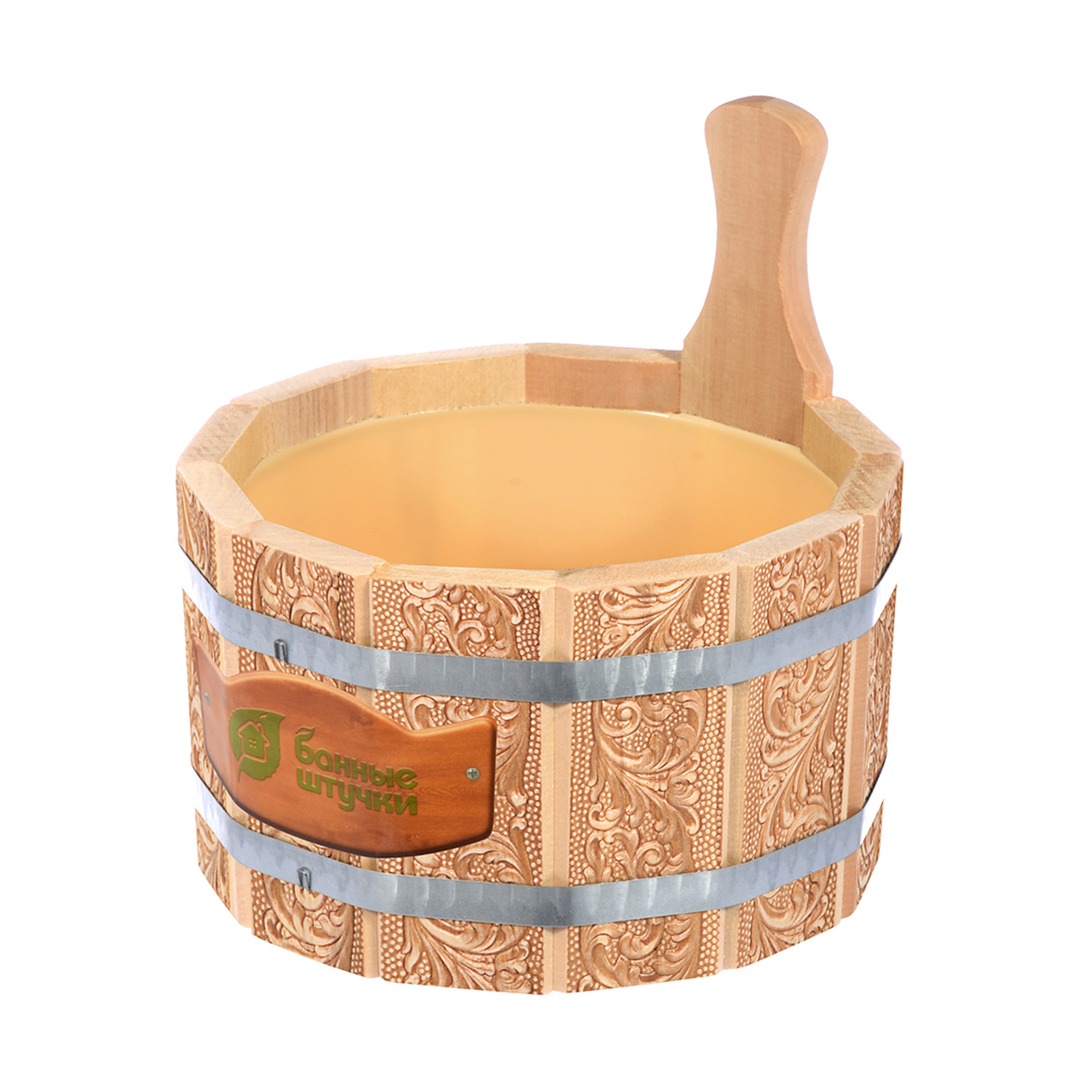 Ушат для бани и сауны "цветы" 3,5 л пластик. вставка, с орнаментом (1) "банные штучки" 33428