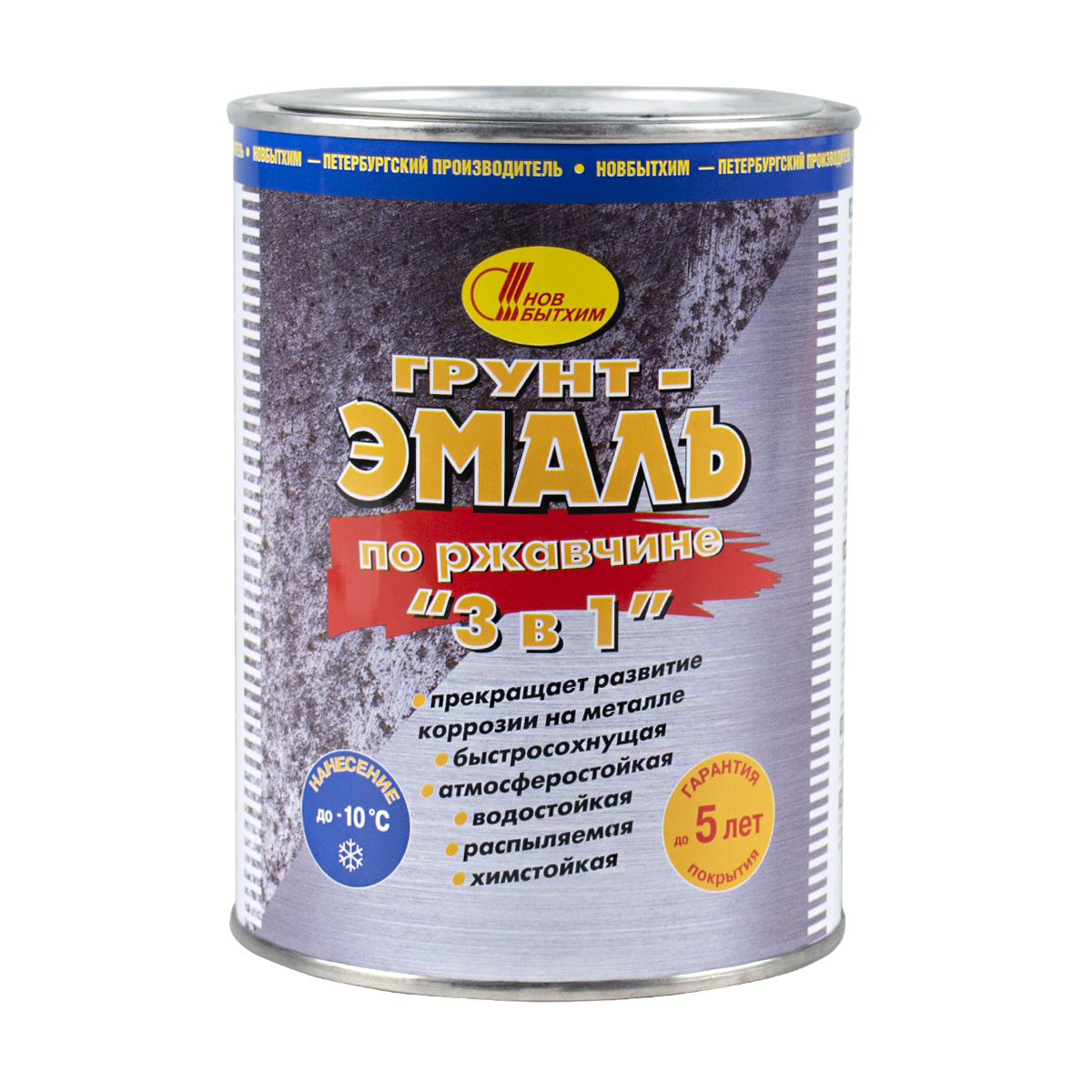 Грунт- эмаль по ржавчине  3 в 1 красно-кор.  1 л (1/12) новбытхим