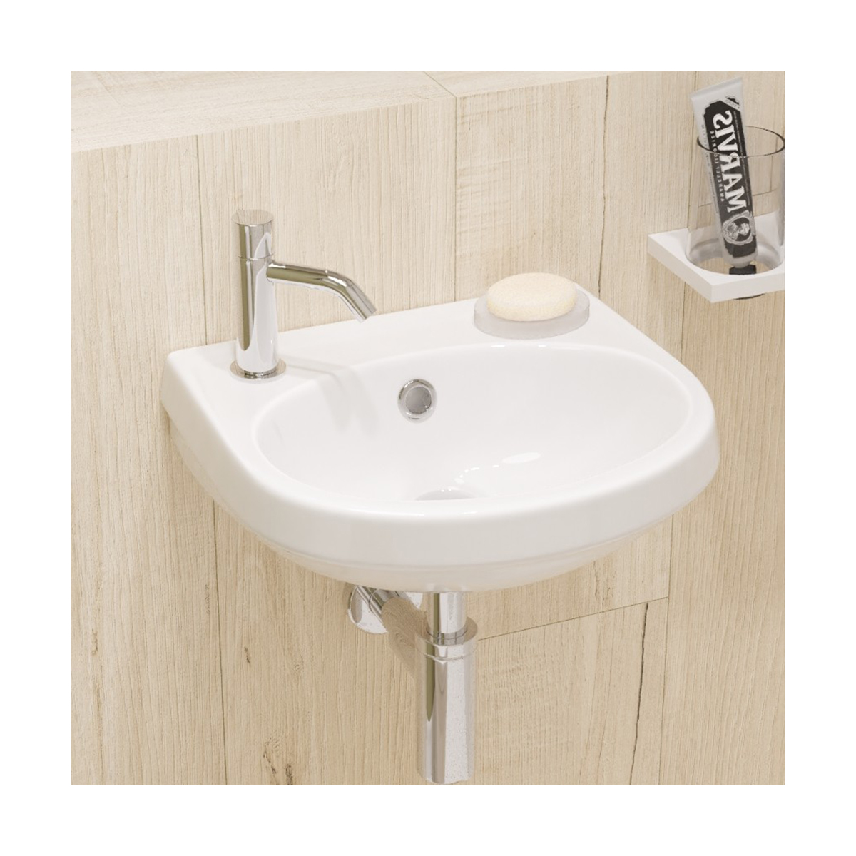 Раковина "лада" уп мини белая "sanita" wb.mn/lada/37-l/wht.g/s1