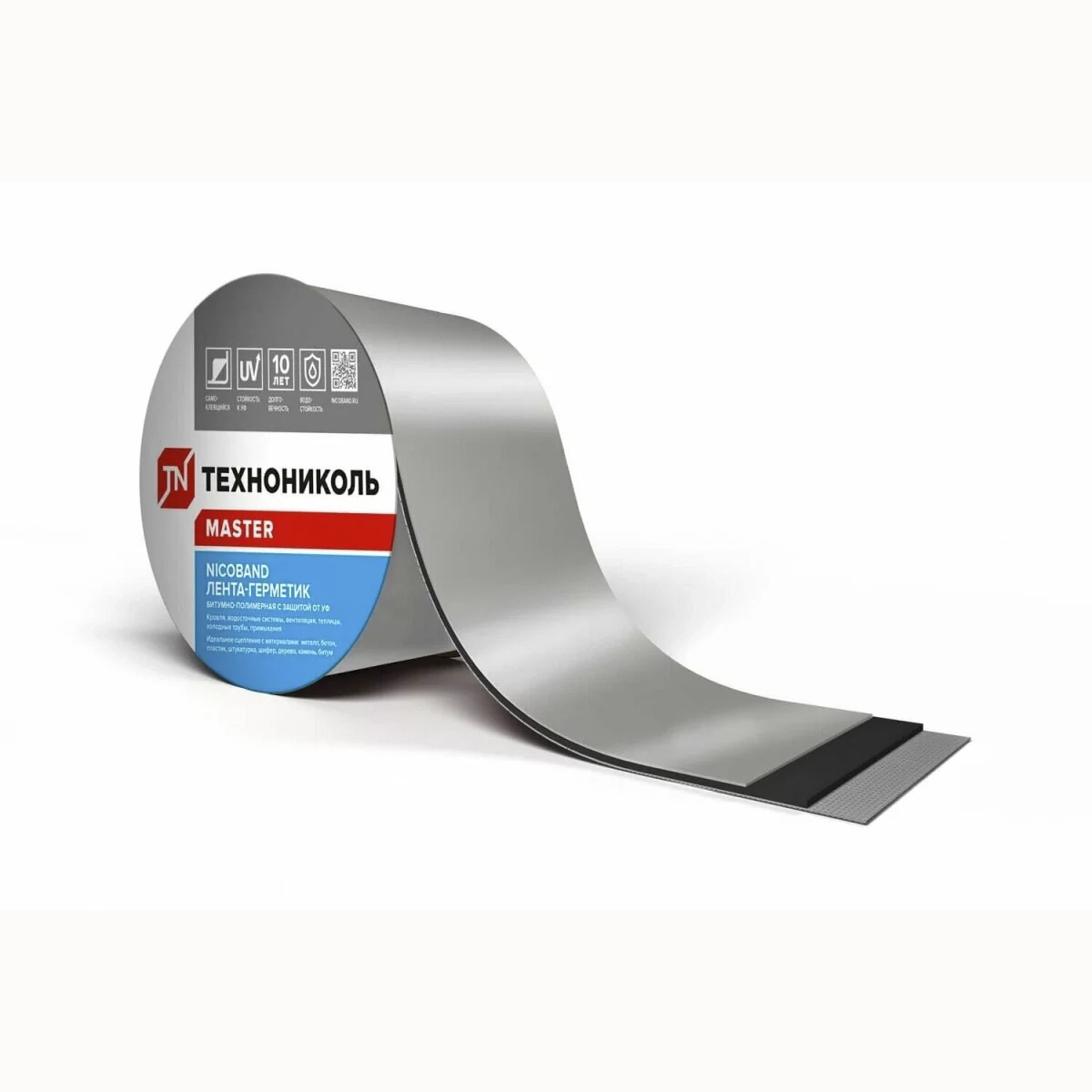 Лента-герметик самокл. 15 см х 10 м "nicoband" (битумно-полимерная) серебристая (1/2) "технониколь"