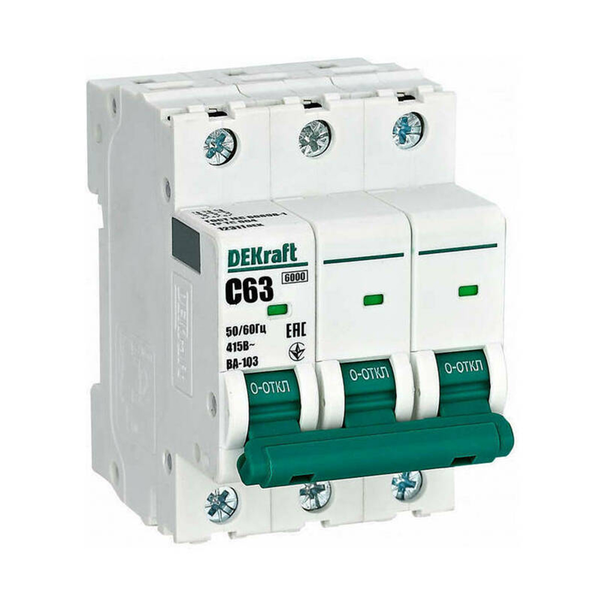 Выключатель автомат. ва-103 3р 63а 6ка тип с (1/4/48) "dekraft"