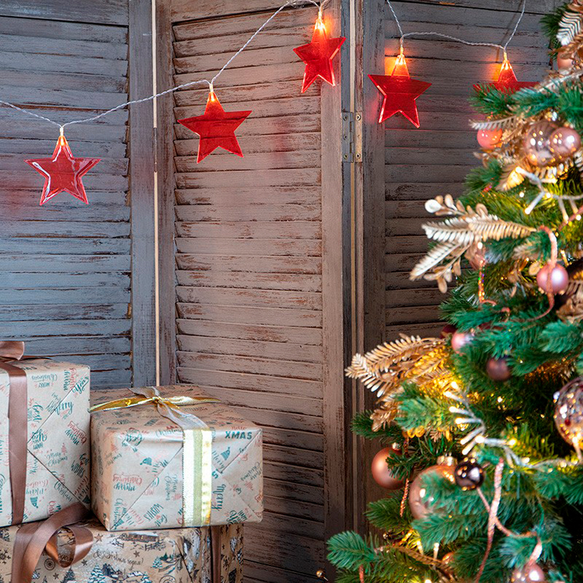 Электрогирлянда "звездопад" красная 2,25 м, 10 теплых ламп (1/60) "neon-night" 304-002