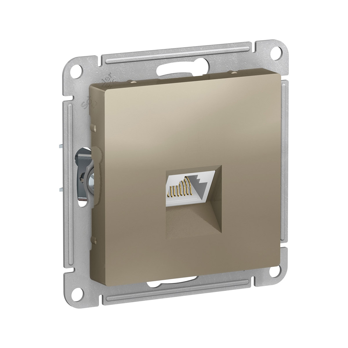 Розетка компьютерная "atlasdesign" 1 местн. rj45 (механизм) шампань (1/10/60) "schneider"