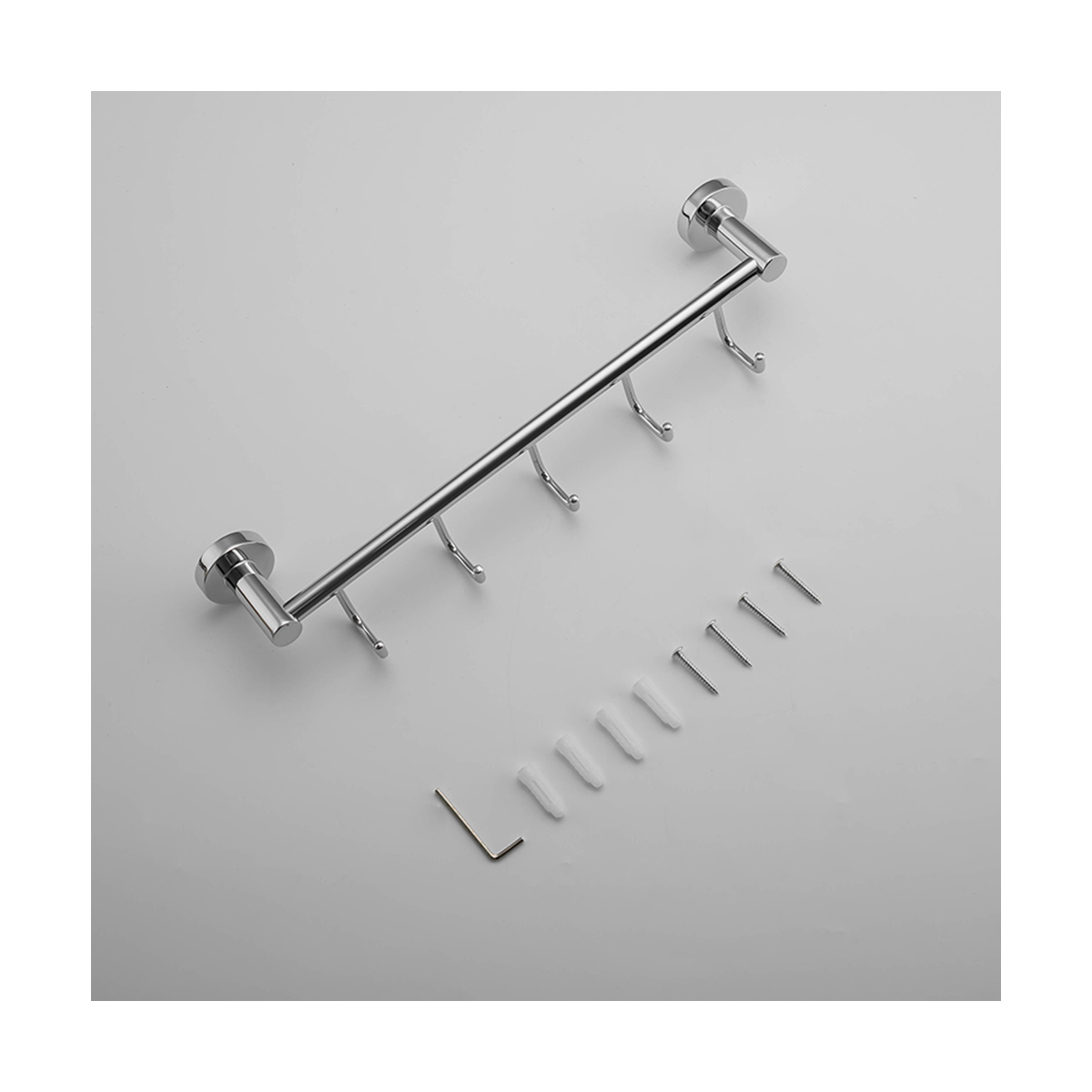 Крючок-вешалка на планке (5 крючков) r15115-5 (нерж.сталь), хром (1/20/40) "frud"