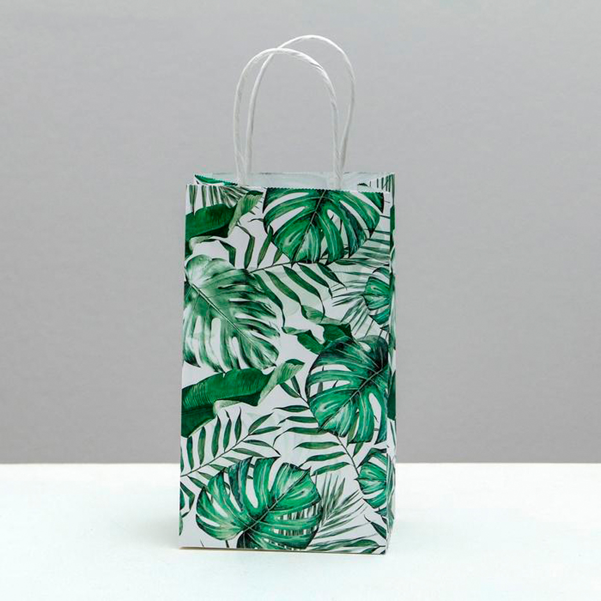 Пакет подарочный крафтовый "тропики" 12*21*9 см (1/500) "дарите счастье" 4753222