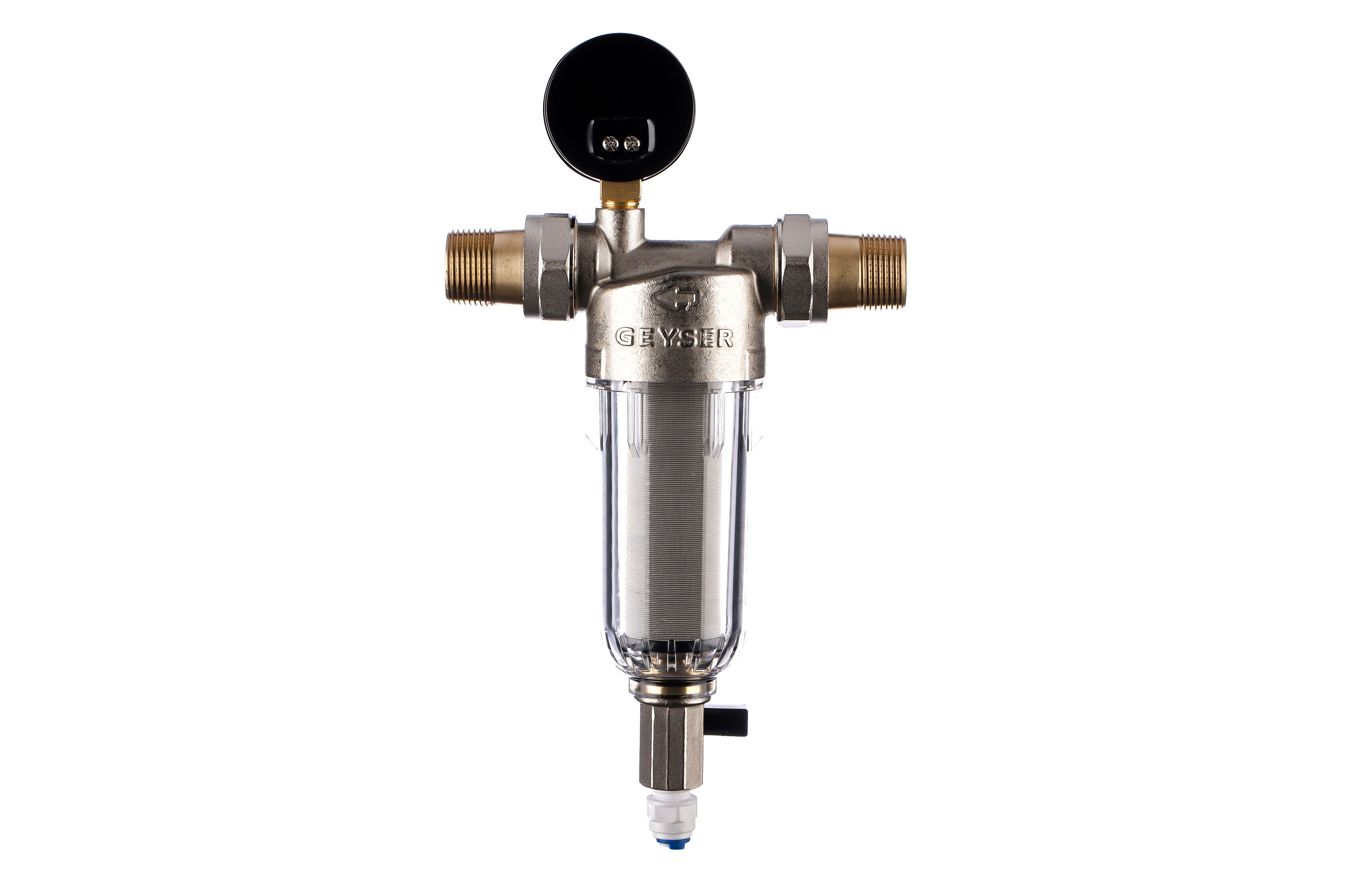 Фильтр магистральный промывной Гейзер Бастион 112 3/4" для ХВС с манометром