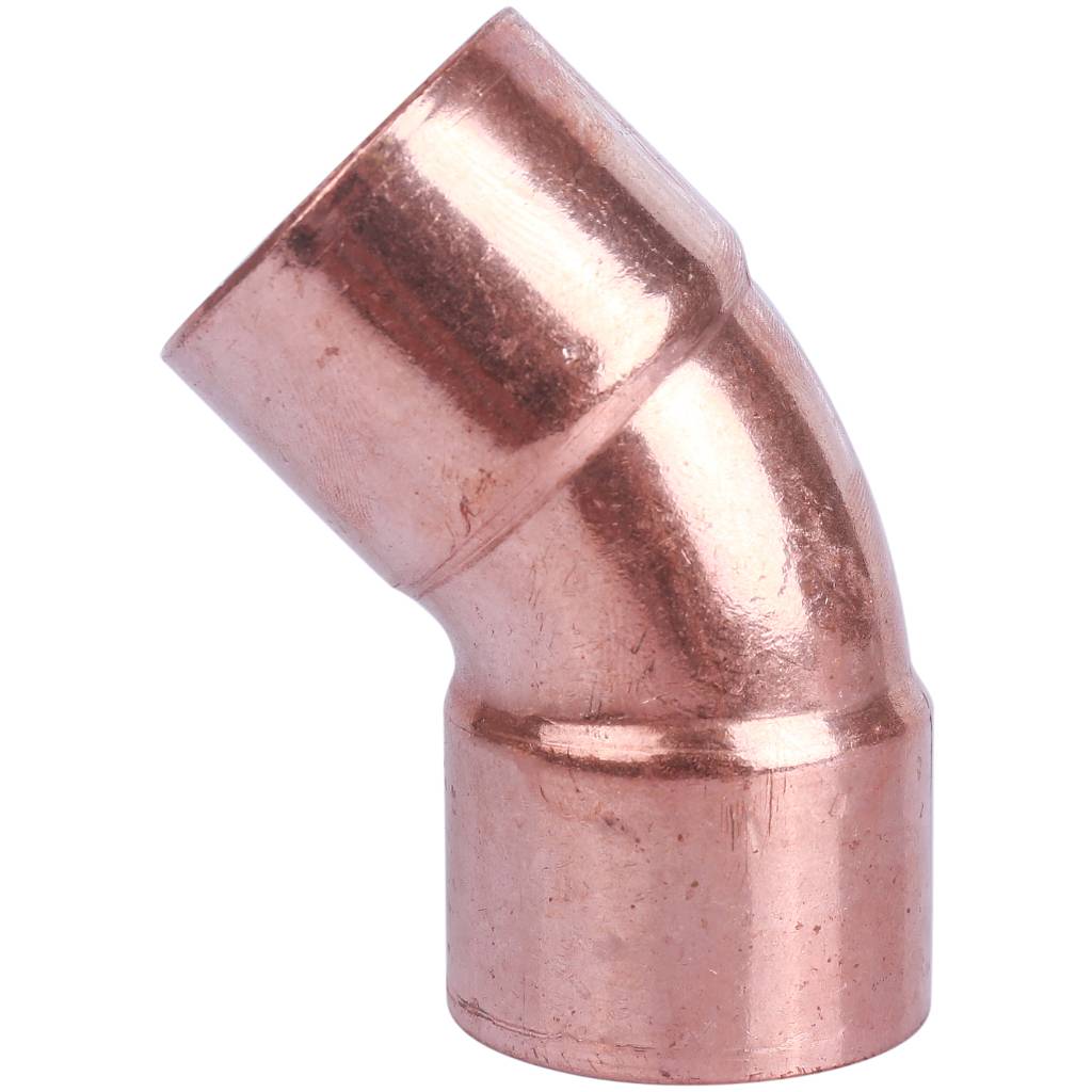 Отвод двухраструбный 28 мм / 45° под пайку медный SANHA 1504128