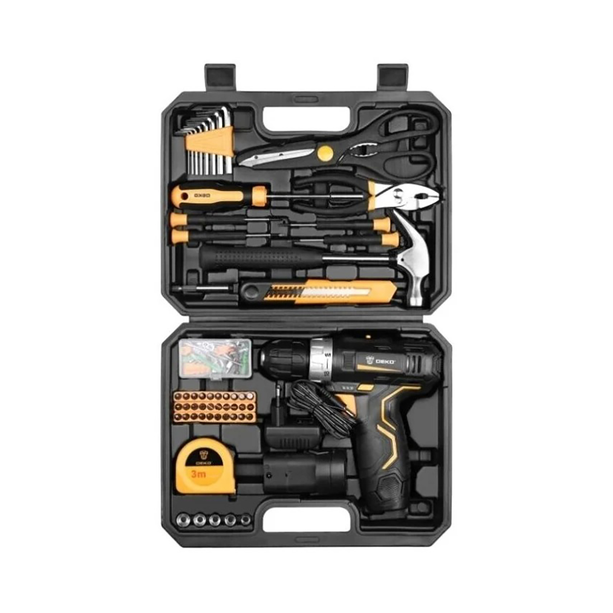 Дрель-шуруповерт аккум. gcd12du3 с набором инструментов 104 предм., 2 аккум. (1) "deko" 063-4133