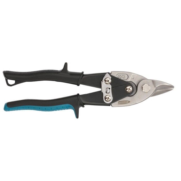 Ножницы по металлу "Piranha", 230 мм, прямой усиленный рез (Bulldog), сталь СrMo, двухкомпонентная рукоятка-ки Gross (78327)