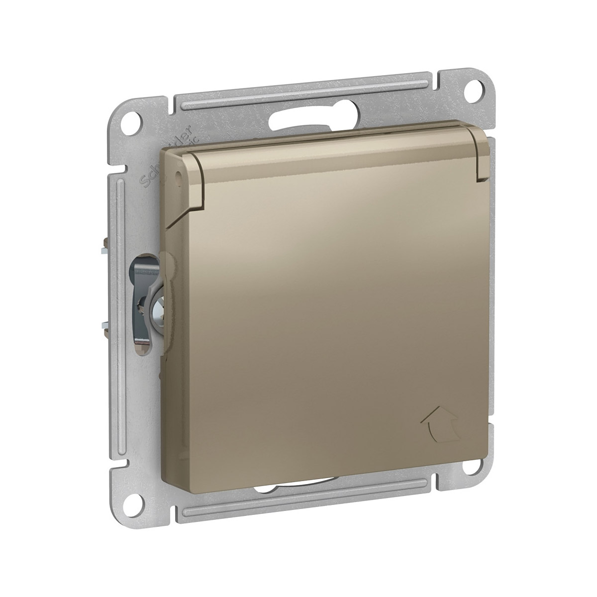 Розетка "atlasdesign" 1 местн. с заземл, с штор, с крыш (механизм) 16а, шамп. (1/10/60) "schneider"