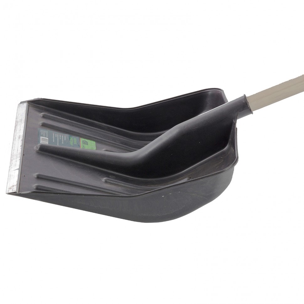 Лопата для уборки снега пластиковая, 420 х 425 х 1550 мм, деревянный черенок, Сибртех (61580)