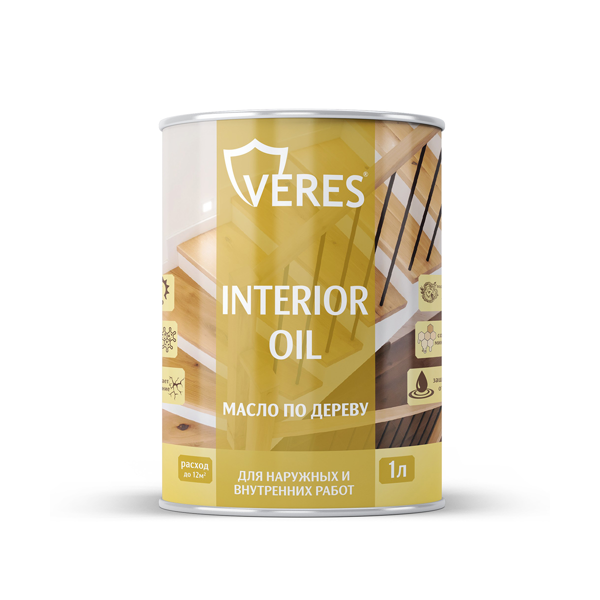Масло по дереву "interior oil" для внутр. и наружных работ белый 1 л (1/14) "veres"