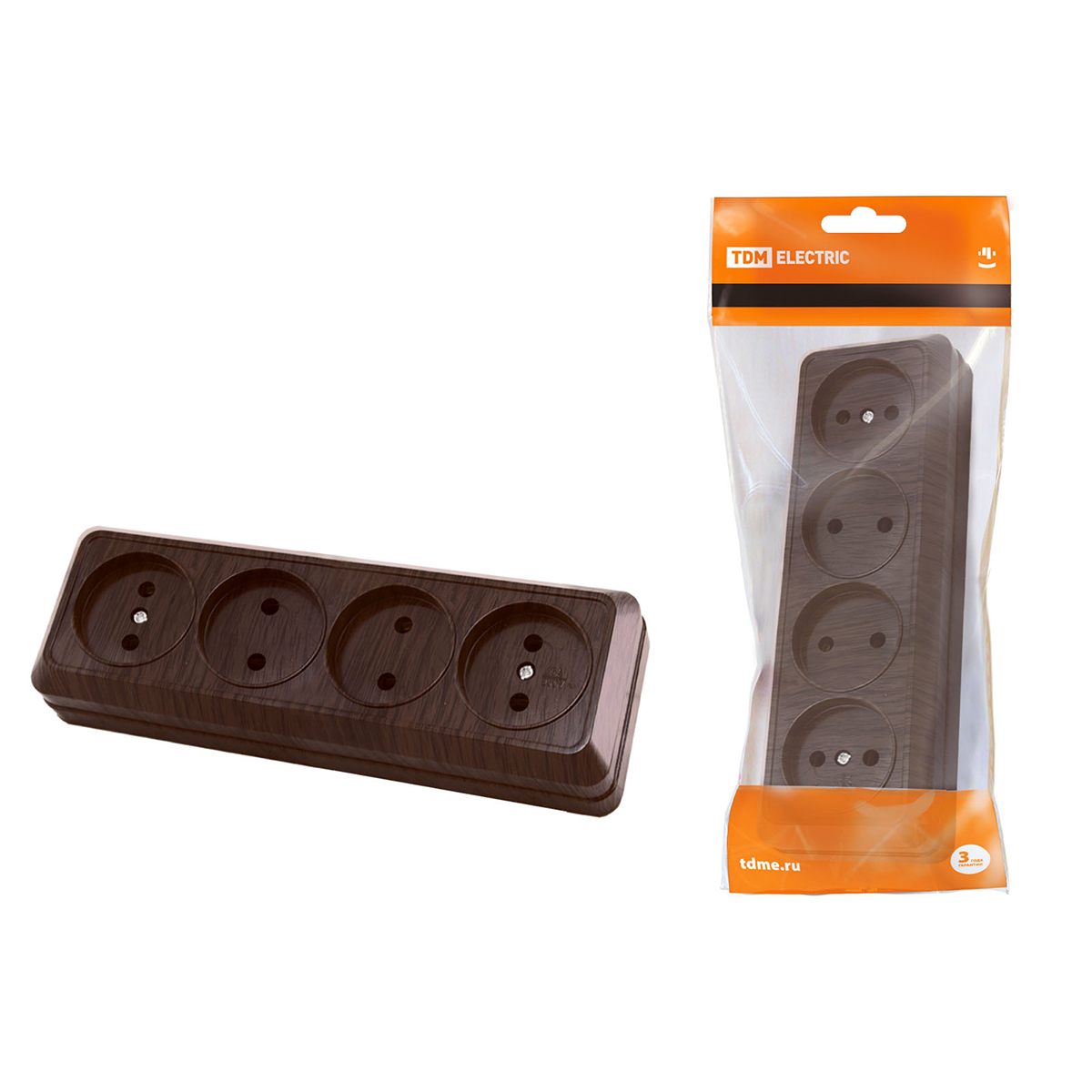 Розетка 4-х местн. откр. уст. 10a 250в ip20 "ладога" бук (1/6/60)  tdm sq1801-0328