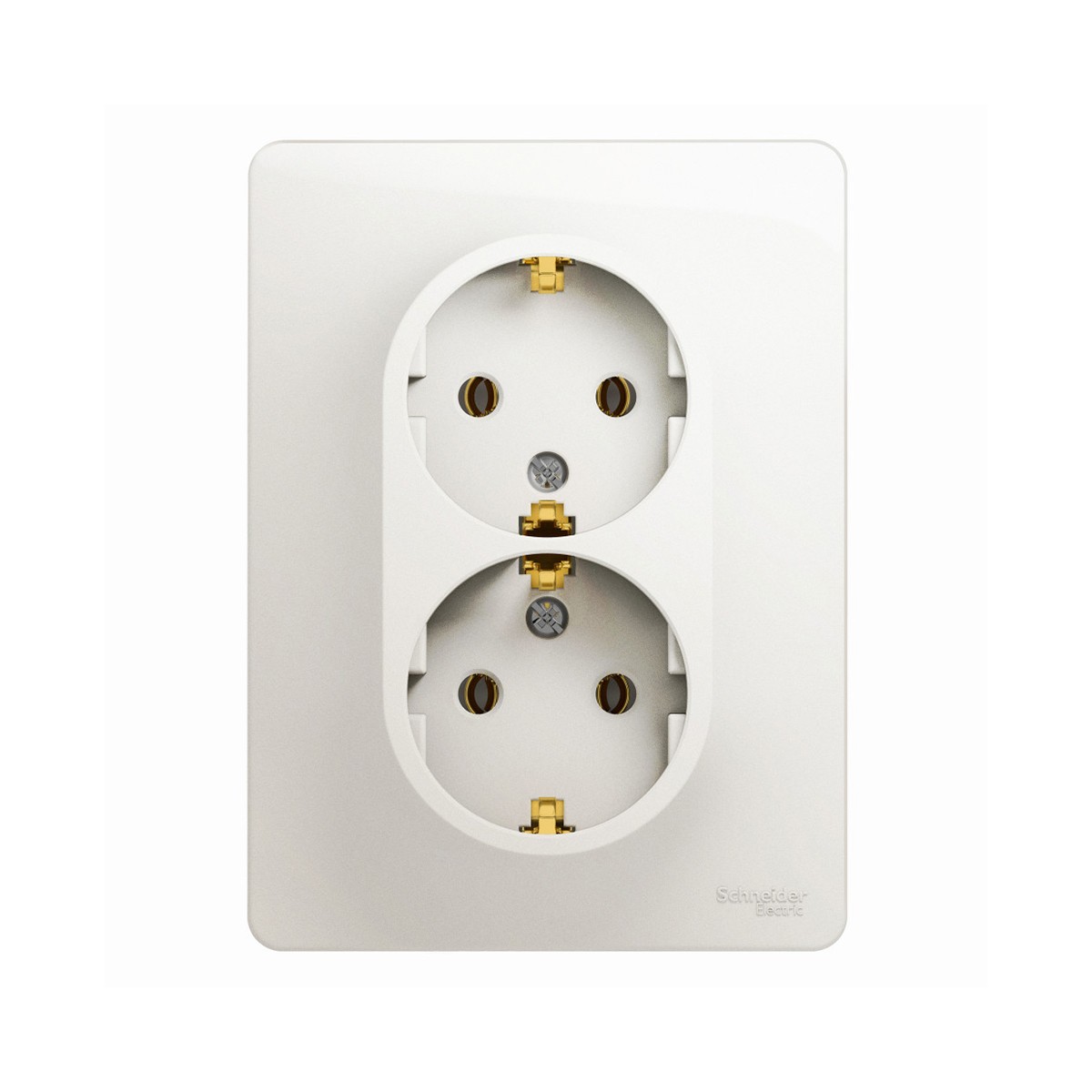 Розетка "glossa" 2-х местн. с заземл. 16а, перламутр (1/10/60) "schneider"