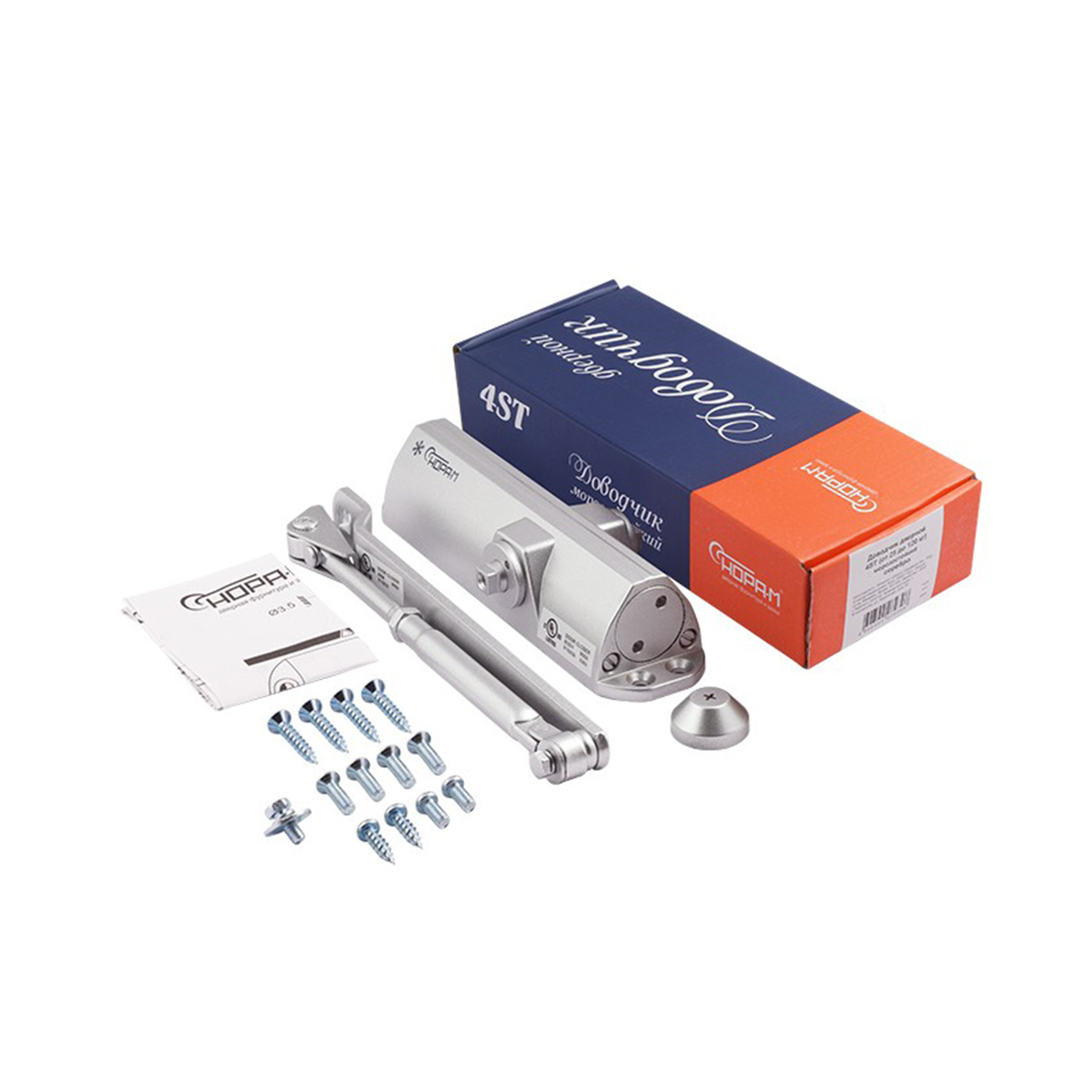 Доводчик дверной  4st серебро (масса двери 25-120 кг) (1/10) "нора-м"