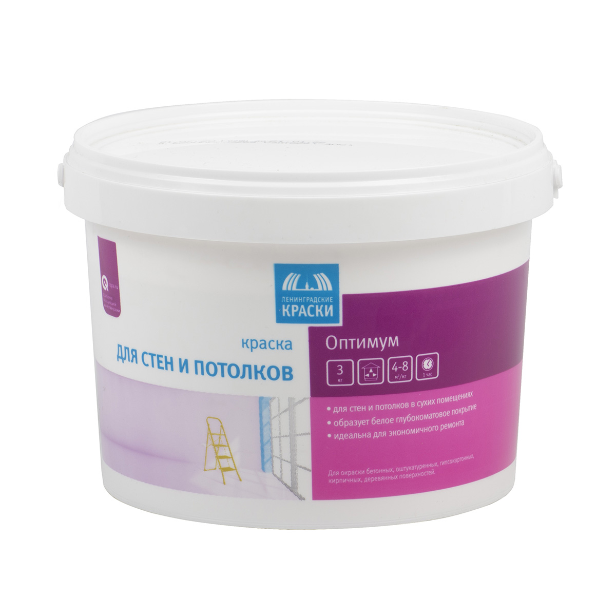 Краска в/д "оптимум" для стен и потолков  3 кг (1) текс