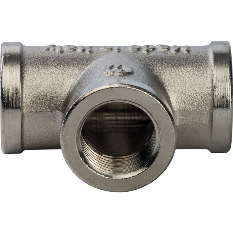 Тройник резьбовой ВР 3/8" никель STOUT