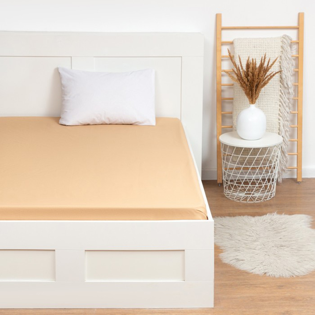 Простыня на резинке "этель" 180*200*25 см бежевый (бязь) (1) 9046064