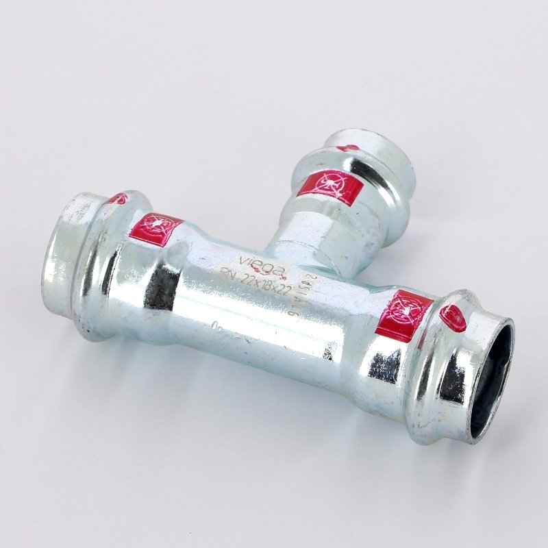 Тройник пресс 22x18x22 оцинкованная сталь Prestabo VIEGA