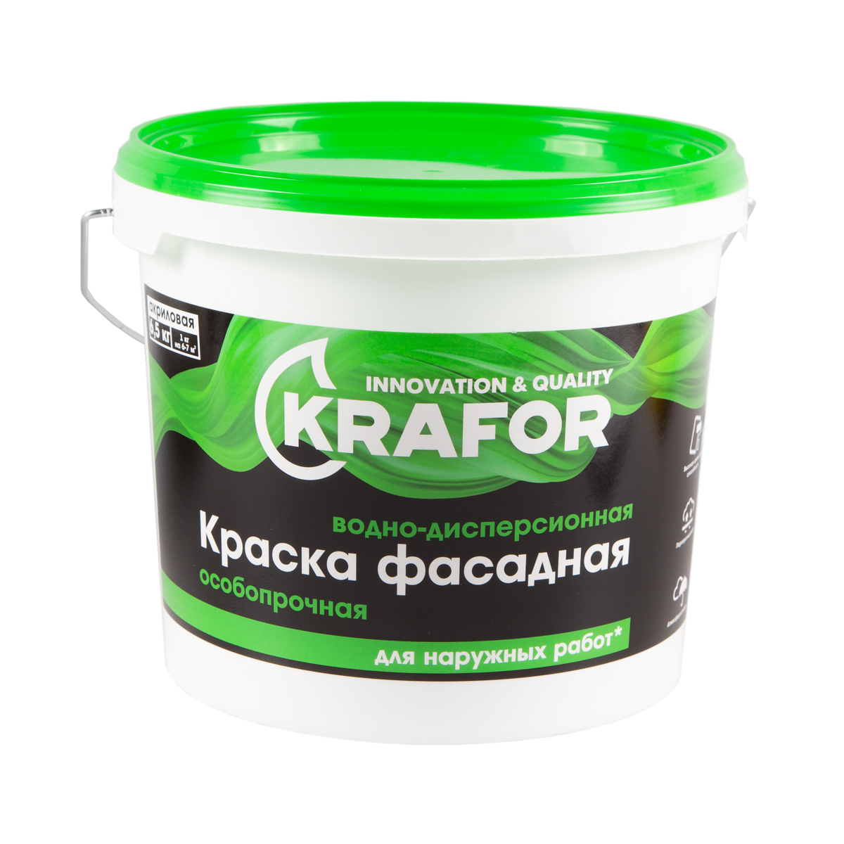 Краска в/д фасадная особопрочная  6,5 кг (1) "krafor" (зелен.)
