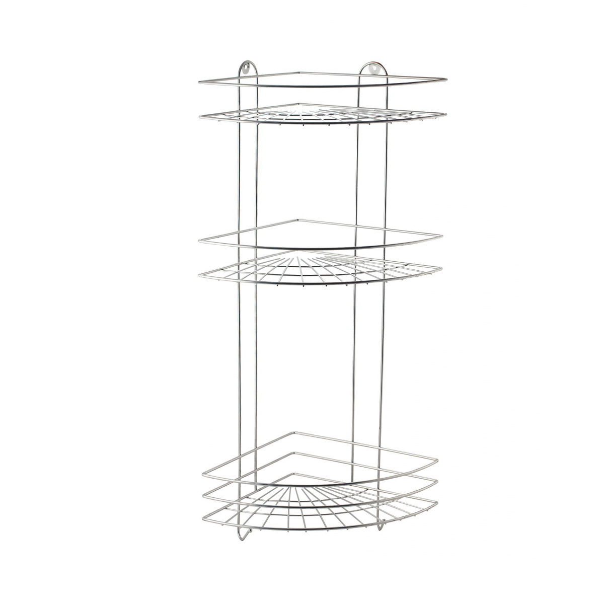 Полка для ванной угловая 3-х ярусная 23*23*58,5 см, с крючками, хром. (1/8) "del mare" swr-18-03