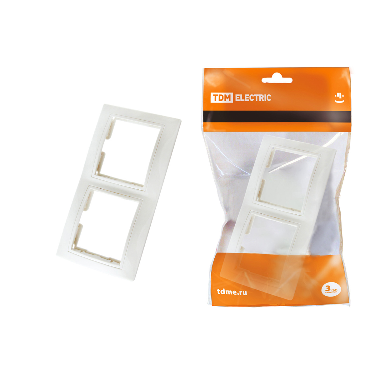 Рамка "таймыр" 2-х местн. горизонт. белая (1/40/480) tdm sq1814-0026