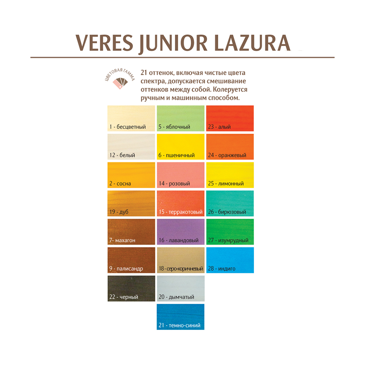 Декоративная пропитка для дерева Veres Junior Lazura №1, матовая, 0,25 л, бесцветная