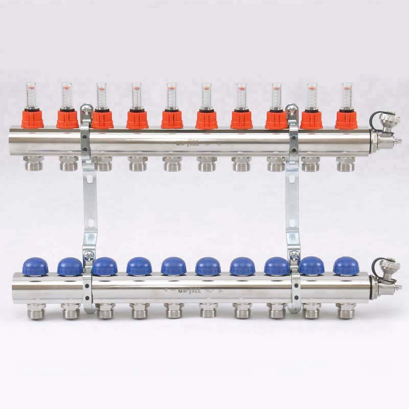 Коллекторная группа UNI-FITT 1'х3/4" ЕК 10 выходов с расходомерами и дренажными клапанами
