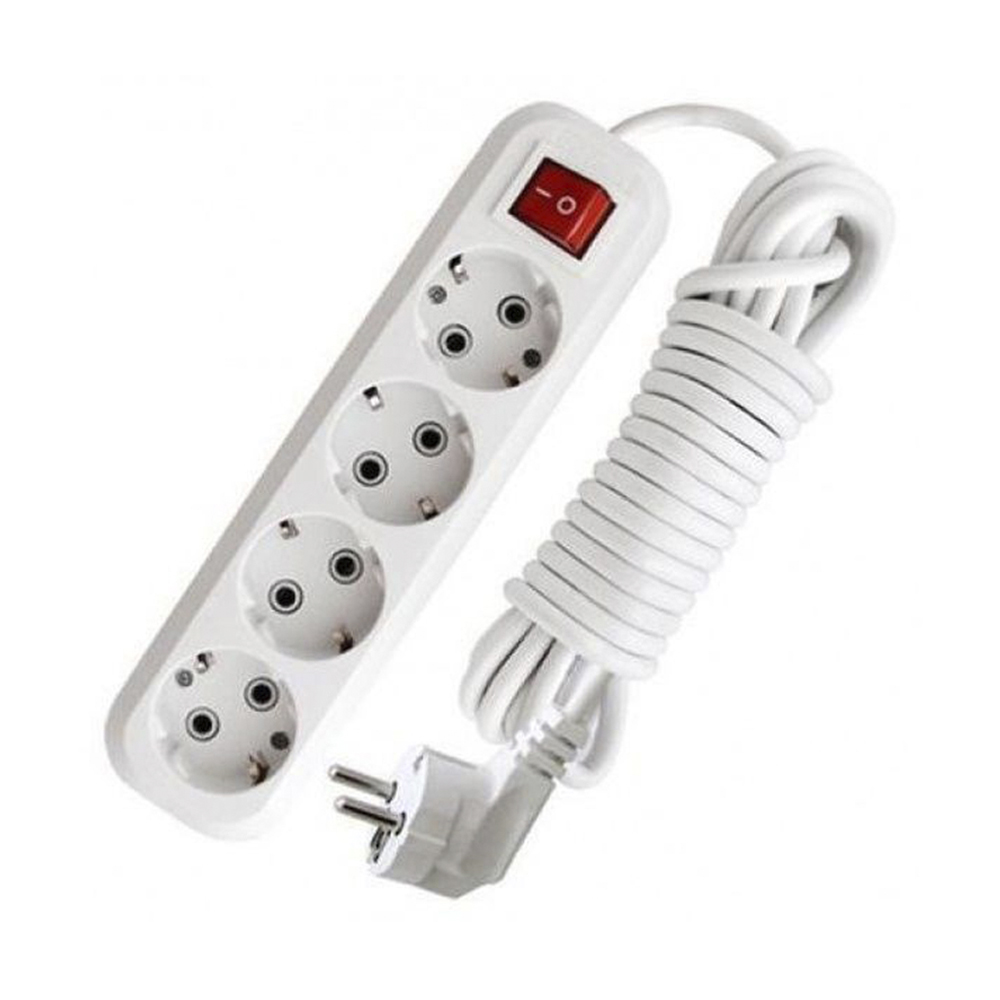 Удлинитель с кнопкой с заземл. 5 м  4 розетки  пвс 3*0,75 мм (1/15)  (ухз-104 5 м)